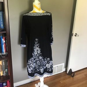 Black & White Floral Print Dress